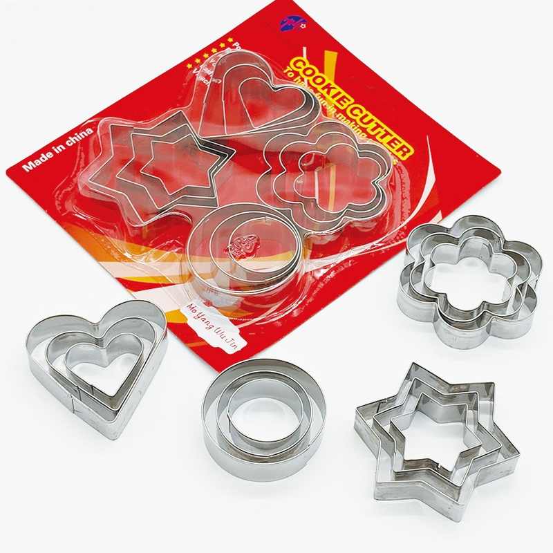Stainless Steel Cookie Cutter Sets, DIY Press Baking Molds for Homemade Cookies & Pastries—12-Piece Star-Shaped Set