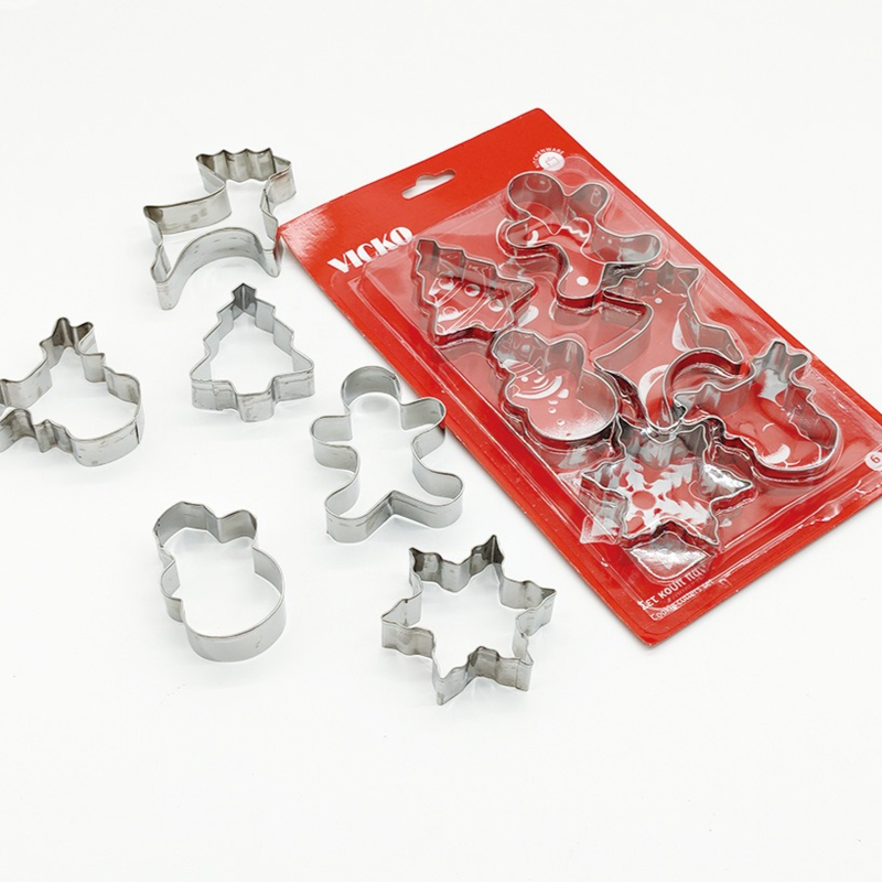 Stainless Steel Cookie Cutter Sets, DIY Press Baking Molds for Homemade Cookies & Pastries—6-Piece Christmas-Shaped Set