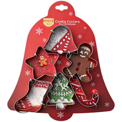 Stainless Steel Christmas Cookie Cutter 6-Piece Set, Holiday DIY Baking Molds for Cookies & Fondant—Bell