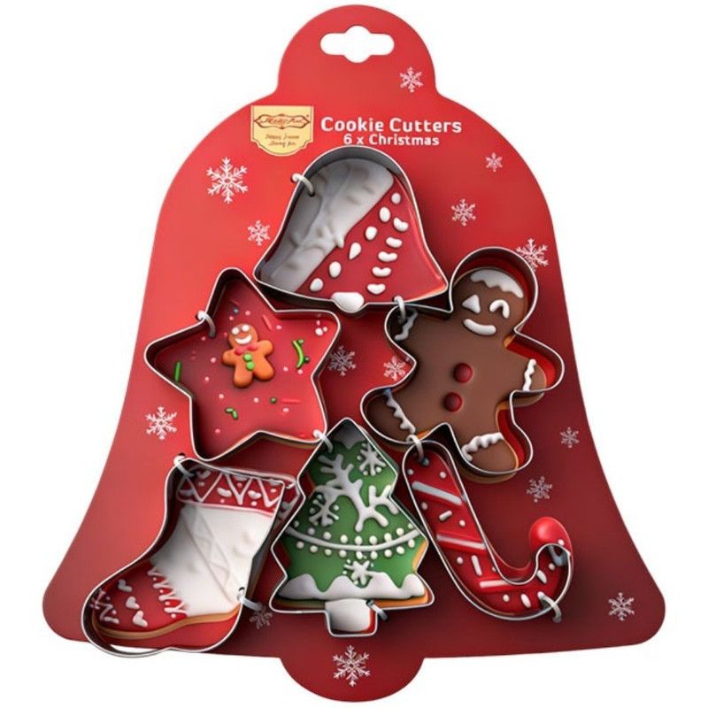 Stainless Steel Christmas Cookie Cutter 6-Piece Set, Holiday DIY Baking Molds for Cookies & Fondant—Bell