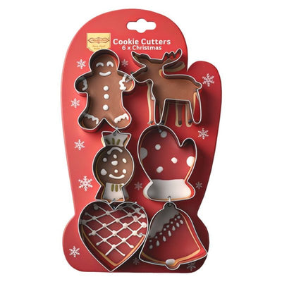 Stainless Steel Christmas Cookie Cutter 6-Piece Set, Holiday DIY Baking Molds for Cookies & Fondant—Christmas Gloves