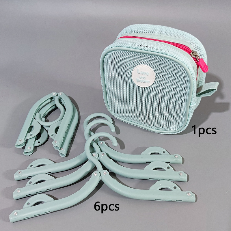 Portable Foldable Travel Clothes Hanger Set, Clothes Rack With Storage Bag For Business Trips and Home Use—Blue