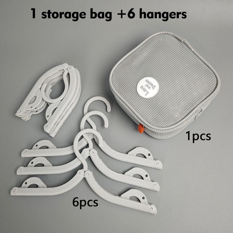 Portable Foldable Travel Clothes Hanger Set, Clothes Rack With Storage Bag For Business Trips and Home Use—Gray