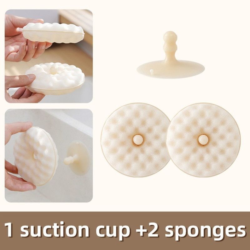 Donut Honeycomb Double Sided Dish Sponge With Suction Cup, Kitchen Cleaning Scrubber Set