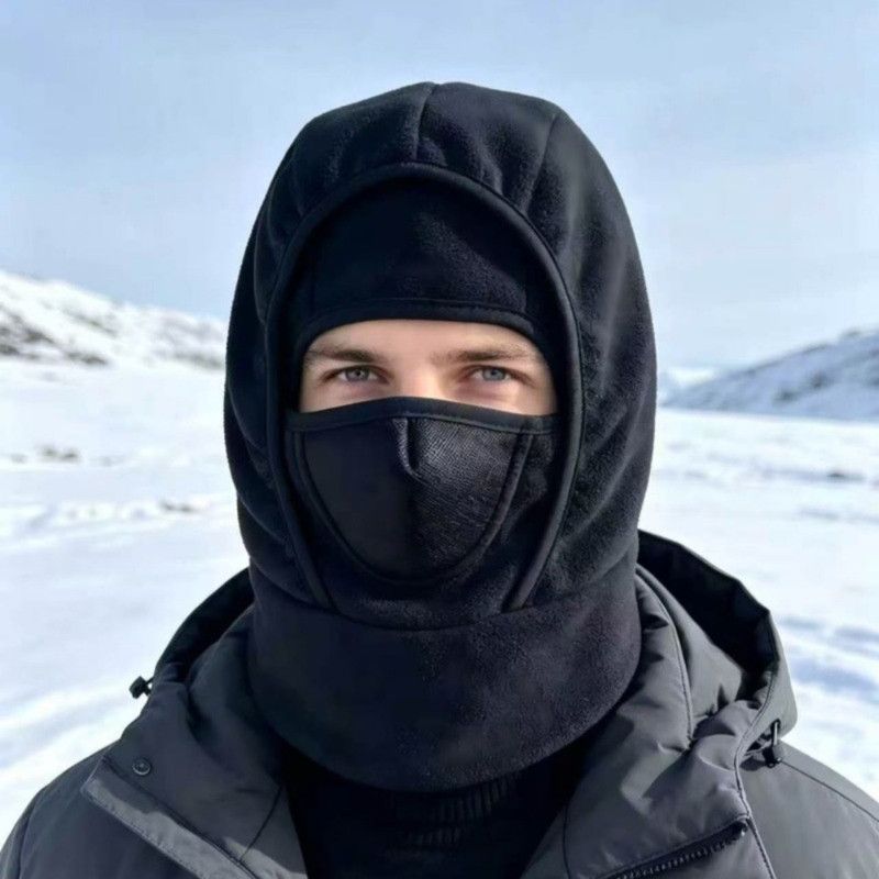 Fleece-Lined Thermal Balaclava, Windproof Face & Neck Cover Hat for Skiing, Cycling, and Outdoor Sports—Black