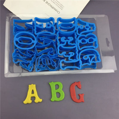 26 Pcs Large Vintage Alphabet Cookie Cutter Set, Plastic Fondant Cake Chocolate Baking Press Molds