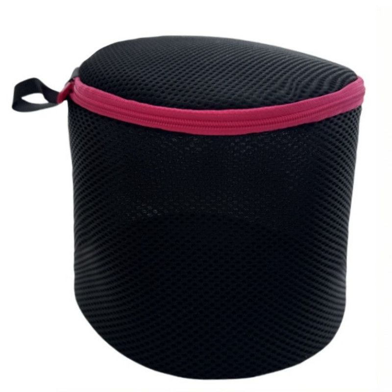 Cylindrical Sandwich Mesh Bra Laundry Bag, Anti-Deformation Underwear Washing Bag — Black