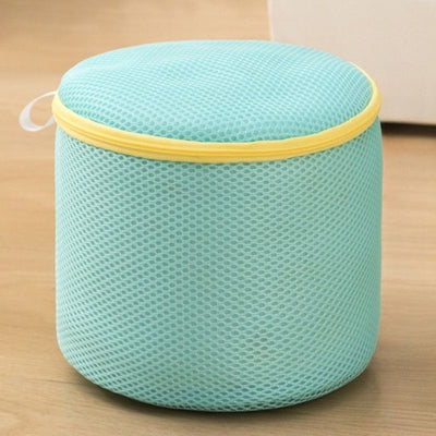 Cylindrical Sandwich Mesh Bra Laundry Bag, Anti-Deformation Underwear Washing Bag — Blue