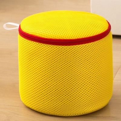 Cylindrical Sandwich Mesh Bra Laundry Bag, Anti-Deformation Underwear Washing Bag — Yellow