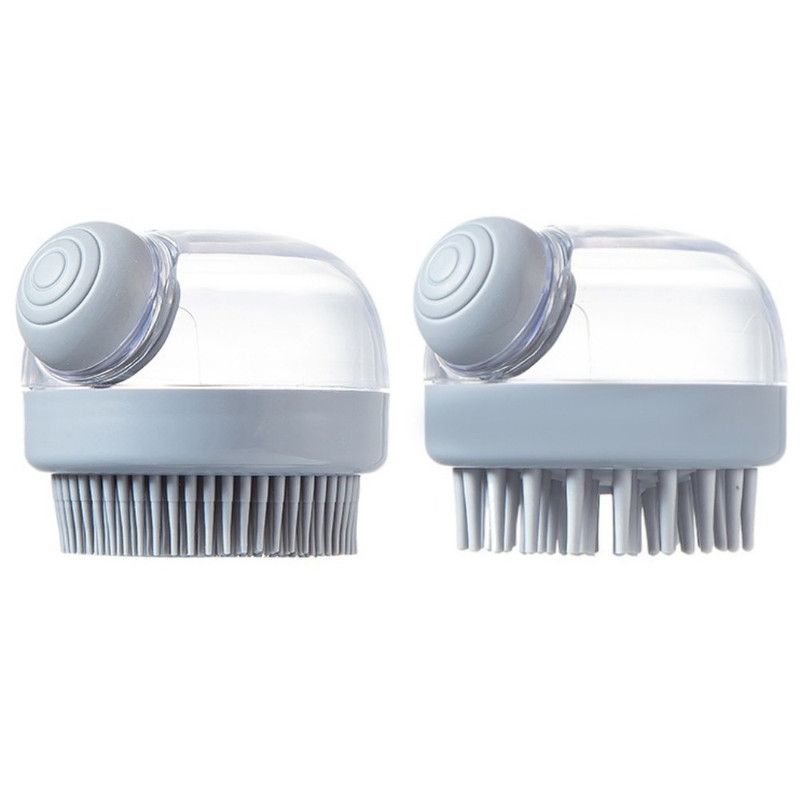 Shampoo & Bath Brush 2-Piece Set, Silicone Scalp Massager Shower Brush, Multi-Purpose for Humans and Pets—Gray