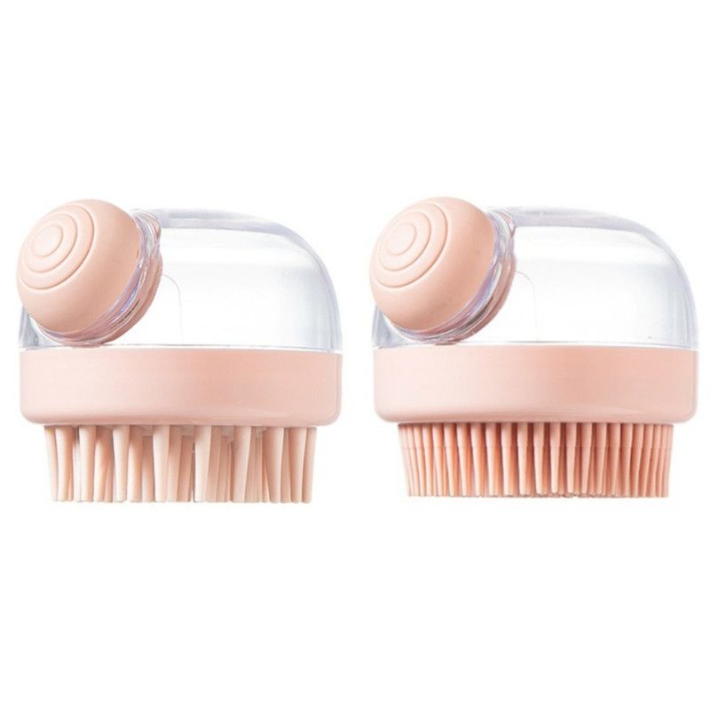 Shampoo & Bath Brush 2-Piece Set, Silicone Scalp Massager Shower Brush, Multi-Purpose for Humans and Pets—Pink