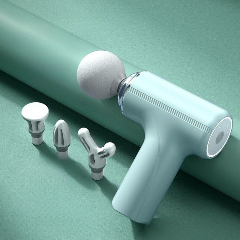 Mini Portable Fascia Gun, 6-Speed Deep Tissue Muscle Massager, Electric Massage Gun for Sports and Home Use—Green