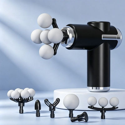 Multi-Head Mini Fascia Gun with 7 Replaceable Massage Heads, Portable Electric Deep Tissue Muscle Massager—Black