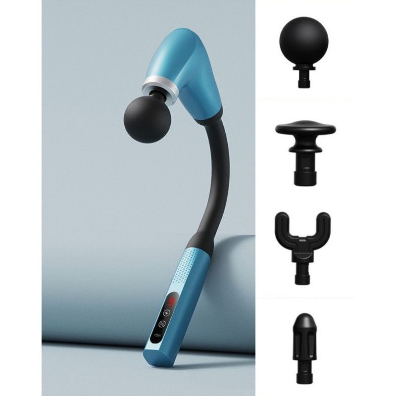 U-Shaped Extended Handle Fascia Gun, 9-Speed Variable Electric Deep Tissue Massager for Back, and Body Relief—Blue