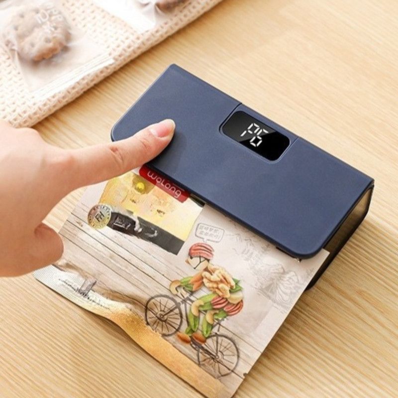 Magnetic Rechargeable Sealer, 6-Speed Adjustable Portable Press Sealing Machine for Snack and Coffee—Blue