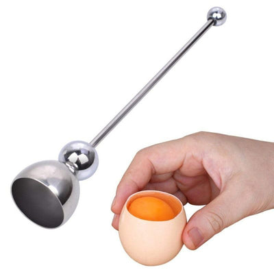 304 Stainless Steel Long-Handled Egg Opener, Kitchen Egg Separator Tool, A Method for Cracking Eggs and Hard-Boiled Eggs