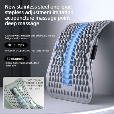 Adjustable Lumbar Relief Stretcher, Magnetic Back Traction Device, Home Massage Equipment—Blue
