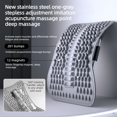 Adjustable Lumbar Relief Stretcher, Magnetic Back Traction Device, Home Massage Equipment—Gray