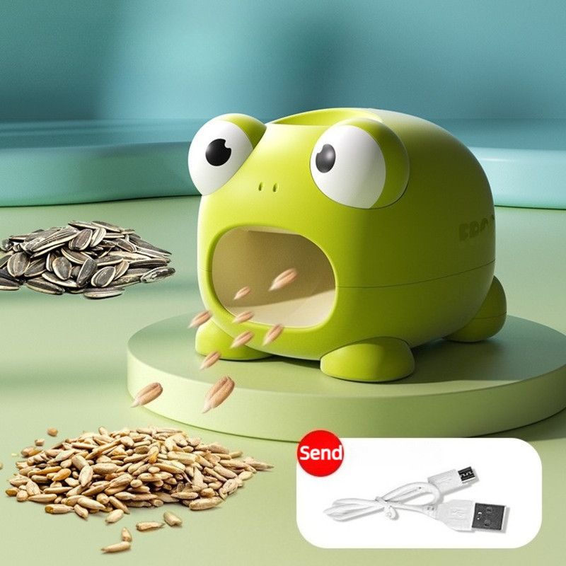 Automatic Sunflower Seed Sheller, USB-Rechargeable Household Seed Remover—Green