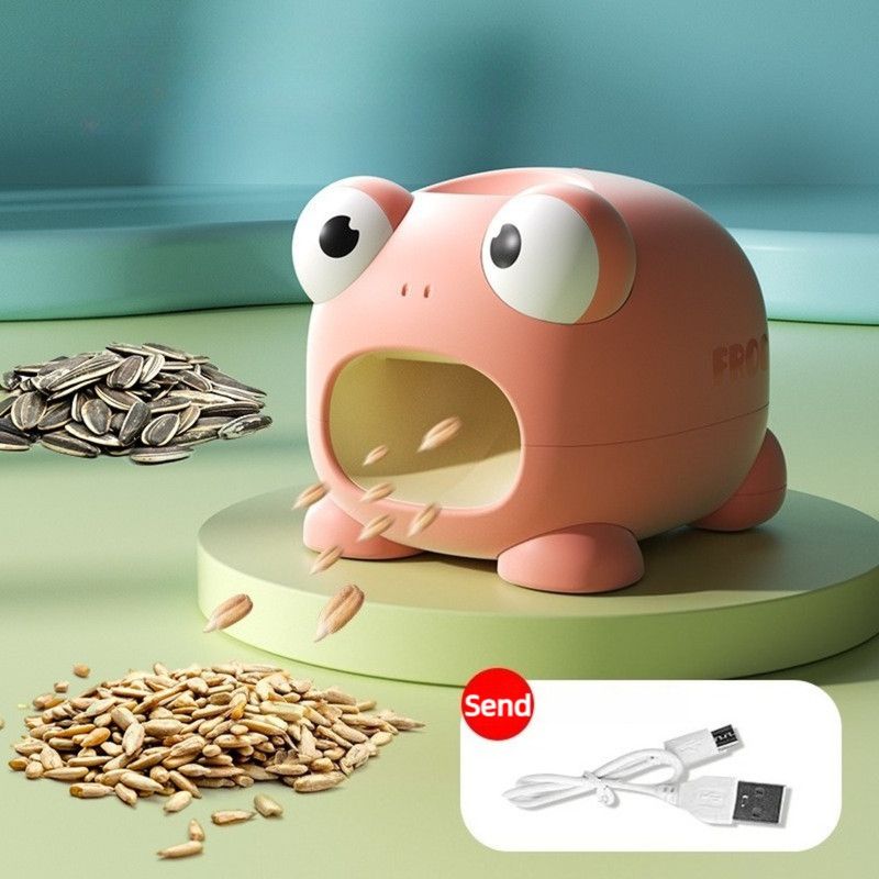 Automatic Sunflower Seed Sheller, USB-Rechargeable Household Seed Remover—Pink