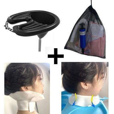 Inflatable Reclining Hair Washing Basin Set, Portable Foldable Shampoo Sink for Pregnant Women, Bedridden Elderly, and Home Use—Black