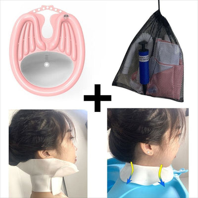Inflatable Reclining Hair Washing Basin Set, Portable Foldable Shampoo Sink for Pregnant Women, Bedridden Elderly, and Home Use—Pink