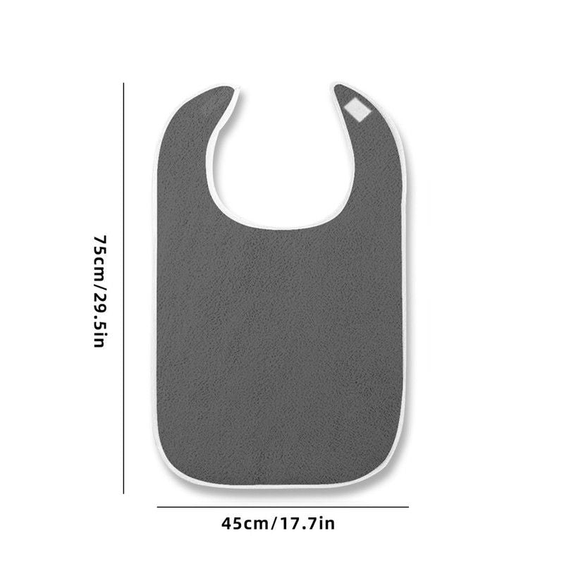 Waterproof Mealtime Bib for Adults and Seniors, Washable Eating Apron for Bedridden and Hemiplegic Patients—Gray