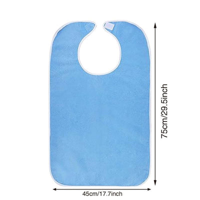 Waterproof Mealtime Bib for Adults and Seniors, Washable Eating Apron for Bedridden and Hemiplegic Patients—Light Blue