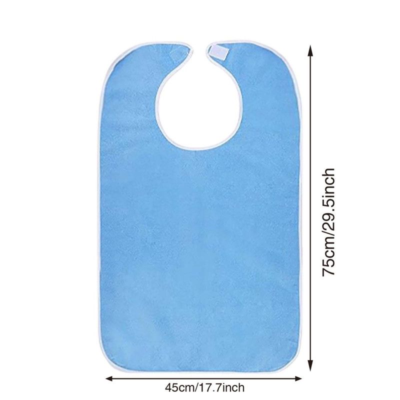 Waterproof Mealtime Bib for Adults and Seniors, Washable Eating Apron for Bedridden and Hemiplegic Patients—Light Blue