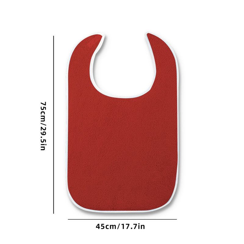 Waterproof Mealtime Bib for Adults and Seniors, Washable Eating Apron for Bedridden and Hemiplegic Patients—Red