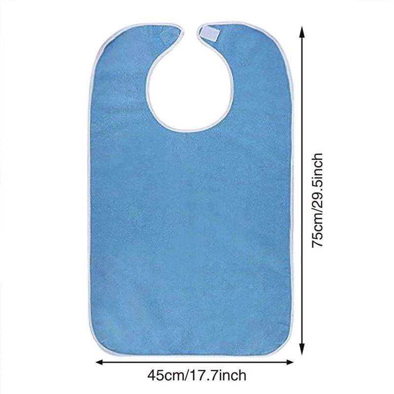 Waterproof Mealtime Bib for Adults and Seniors, Washable Eating Apron for Bedridden and Hemiplegic Patients—Dark Blue