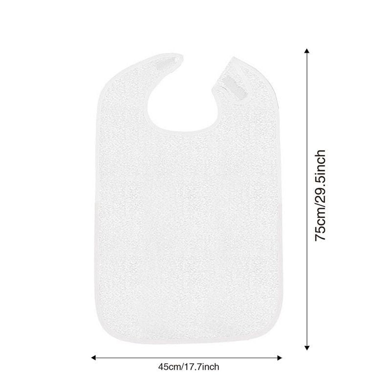 Waterproof Mealtime Bib for Adults and Seniors, Washable Eating Apron for Bedridden and Hemiplegic Patients—White