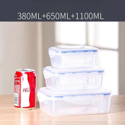 3-Pack Food-Grade PP Airtight Food Storage Containers, Microwave-Safe, Leak-Proof for Refrigerator, Fruit, and Meat—Rectangular