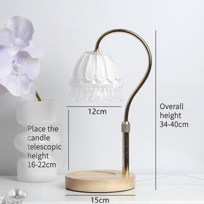 Timed Dimmable Candle Warmer Lamp, Wooden Base Adjustable Aroma Lamp, Candle Not Included—White