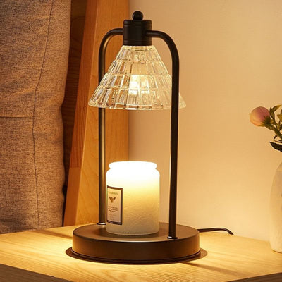 Vintage Iron Frame Timed Dimmable Candle Warmer Lamp, Smokeless Aroma Table Lamp, Candle Not Included—Clear