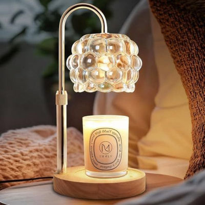 Adjustable Timed Dimmable Candle Warmer Lamp, Round Base Aroma Bedside Lamp, No Candle Included—Clear