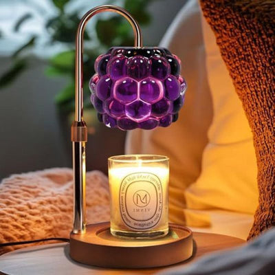 Adjustable Timed Dimmable Candle Warmer Lamp, Round Base Aroma Bedside Lamp, No Candle Included - Purple