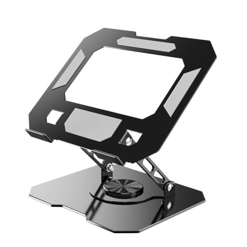Thick Carbon Steel Laptop Stand, Large Hollow Cooling Dual-Bar Height-Adjustable Riser, Universal—Black