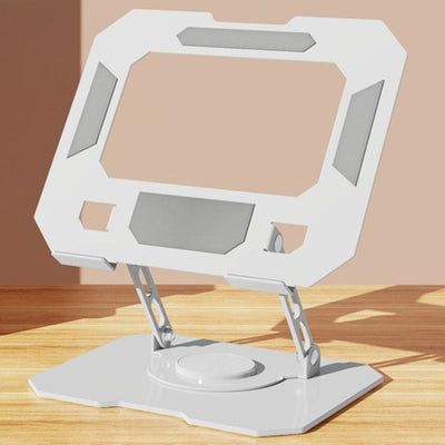 Thick Carbon Steel Laptop Stand, Large Hollow Cooling Dual-Bar Height-Adjustable Riser, Universal—White