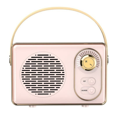 Retro Portable Bluetooth 5.0 Speaker, Mini 360° Surround Stereo Desktop Gift Audio Speaker - Pink