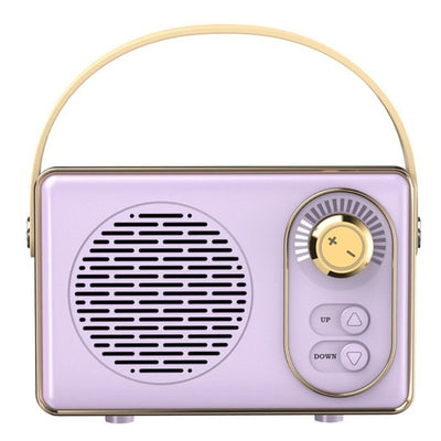 Retro Portable Bluetooth 5.0 Speaker, Mini 360° Surround Stereo Desktop Gift Audio Speaker - Purple