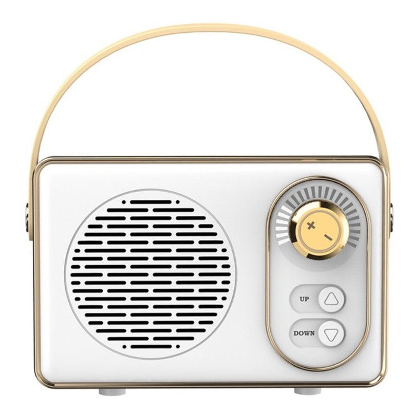 Retro Portable Bluetooth 5.0 Speaker, Mini 360° Surround Stereo Desktop Gift Audio Speaker - White