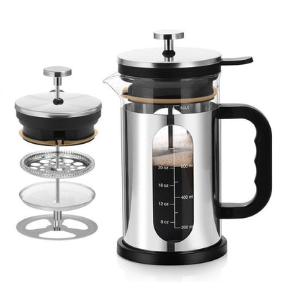 1000ml Press Sealed Lid French Press, Borosilicate Glass Coffee Maker, Manual Tea Brewer