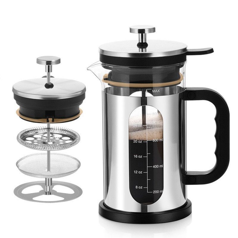 1000ml Press Sealed Lid French Press, Borosilicate Glass Coffee Maker, Manual Tea Brewer