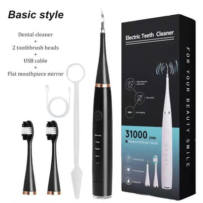 Multifunctional Electric Dental Cleaner, Tartar Remover, 2-in-1 Handheld Electric Toothbrush Oral Cleaning Device—Black