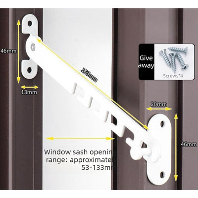 White - Long - Aluminum Window Limiter, Wind Brace for Casement Window, Safety Window Latch