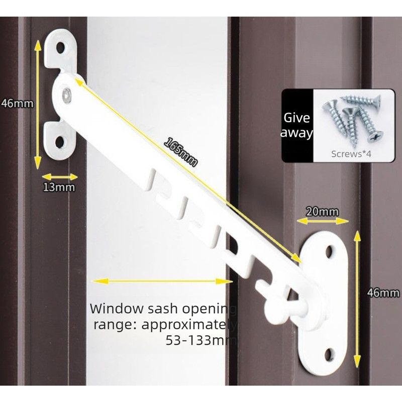 White - Long - Aluminum Window Limiter, Wind Brace for Casement Window, Safety Window Latch