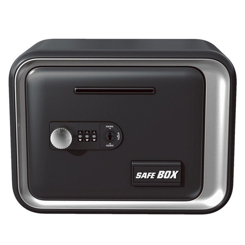 Household Mini Mechanical Safe Box with Coin Slot, Plastic - Gifts for Children, Money-Saving Security Storage Box—Black