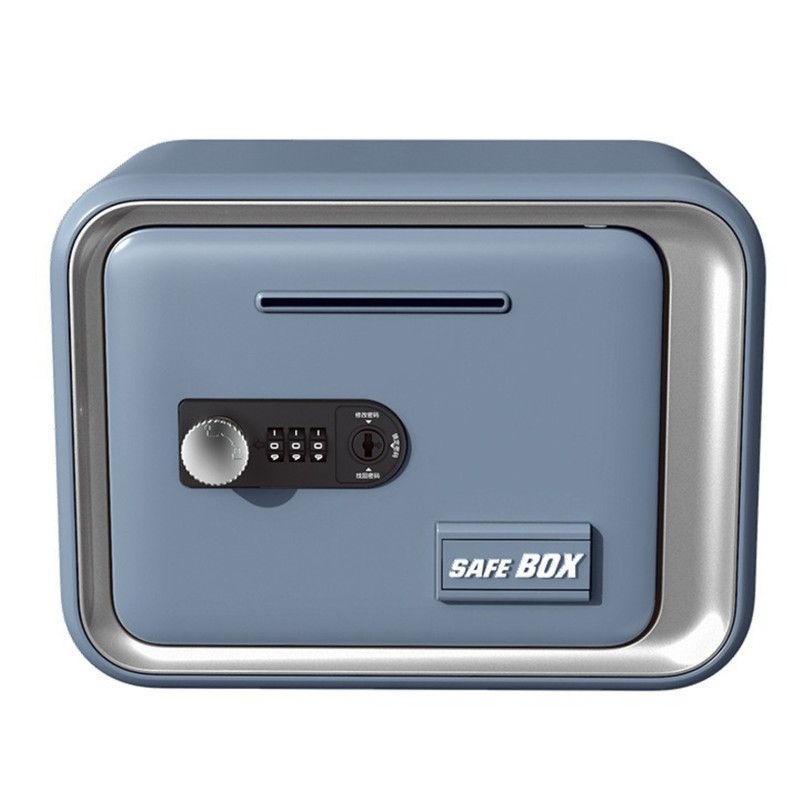 Household Mini Mechanical Safe Box with Coin Slot, Plastic - Gifts for Children, Money-Saving Security Storage Box—Blue