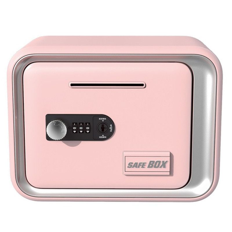 Household Mini Mechanical Safe Box with Coin Slot, Plastic - Gifts for Children, Money-Saving Security Storage Box—Pink